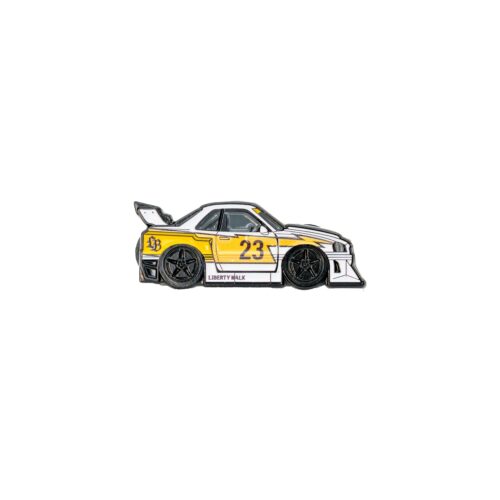 Leen Customs Pin Badge LB-ER34 Super Silhouette SKYLINE White/Yellow