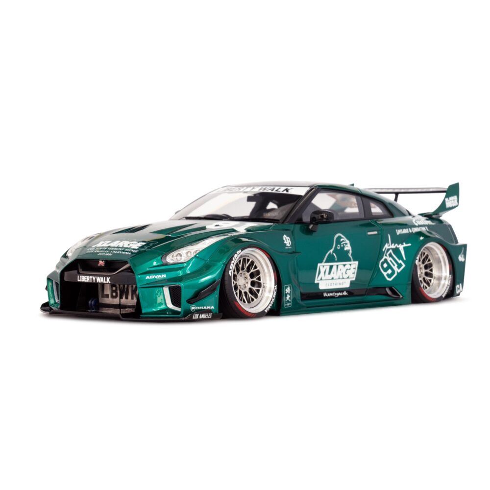 MINIGT リバティーウォーク XLARGE コラボレーション 新品 LIBERTY WALK×XLARGE 1/18 Make UP LB-Silhouette WORKS GTR GREEN