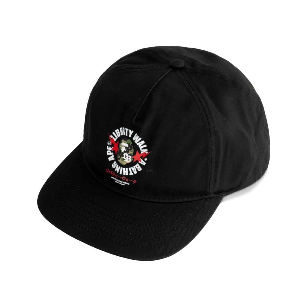BAPE ブラック トラッカーハット A Bathing Ape Stroke Camo Pocket Bucket Hat black
