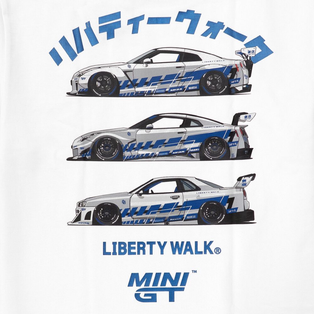 LIBERTYWALK MINI GT × LB Triple GTR Tシャツ MINI GT×LB Triple GTR Tee White - LB-ONLINE STORE